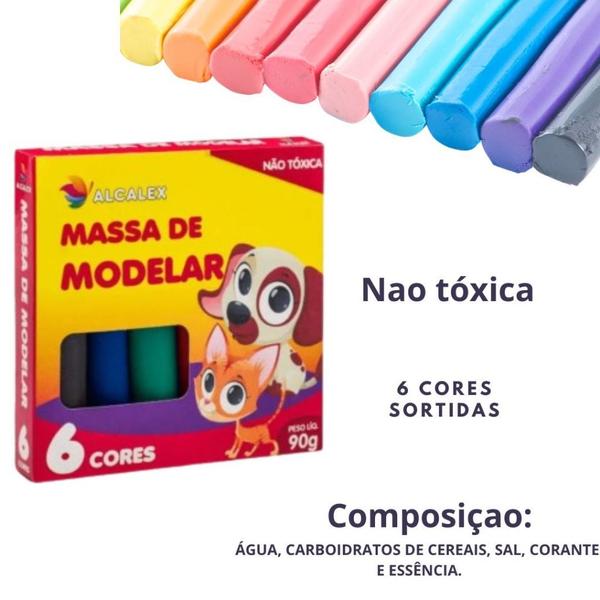 Imagem de Massa de modelar 6 cores 90g massinha