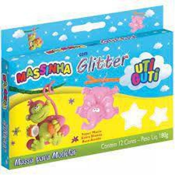 Imagem de Massa de Modelar com Glitter 12 cores 180g - UtiGuti