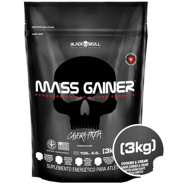 Imagem de Massa Hipercalórico Mass Gainer Refil 3kg Black Skull Usa