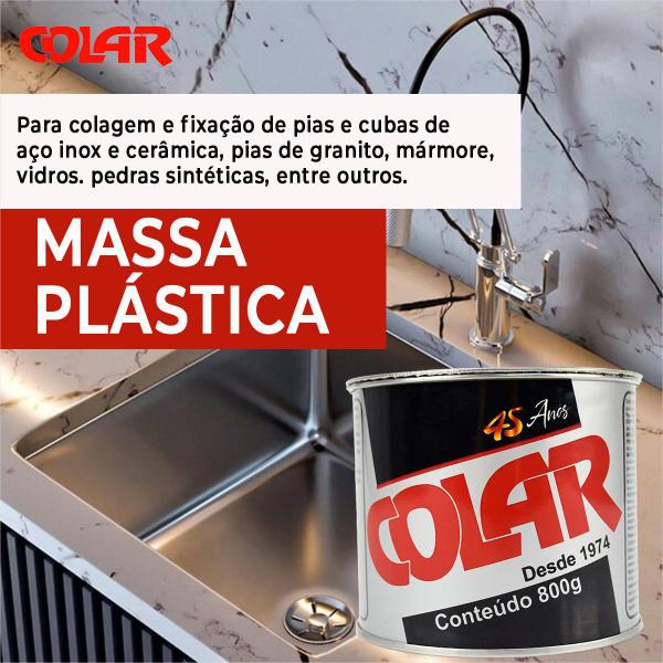 Imagem de Massa Plástica Lata 800gr - Kit 2 Colar Diversas Cores