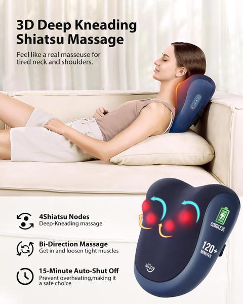 Imagem de Massageador ALLJOY sem fio para costas e pescoço com Shiatsu térmico