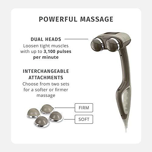 Imagem de Massageador de ação de percussão homedics com  de calor Intensidade ajustável, cabeças de pivotação dupla  2 conjuntos de nódulos intercambiáveis, amassamento muscular aquecido para trás, ombros, pés, pernas , e pescoço