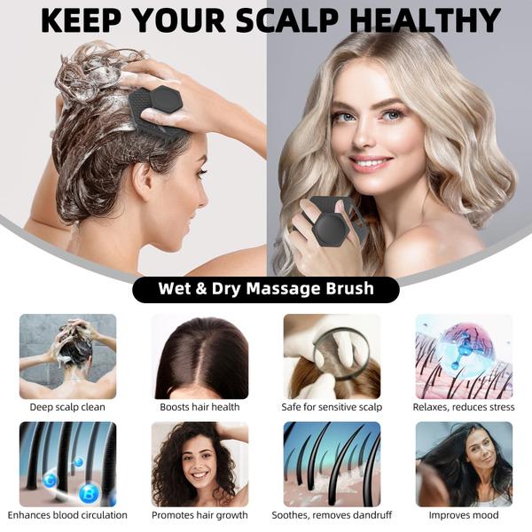 Massageador de couro cabeludo e escova de shampoo VIKICON Silicone para cabelo Imagem de Massageador de couro cabeludo e escova de shampoo VIKICON Silicone para cabelo
