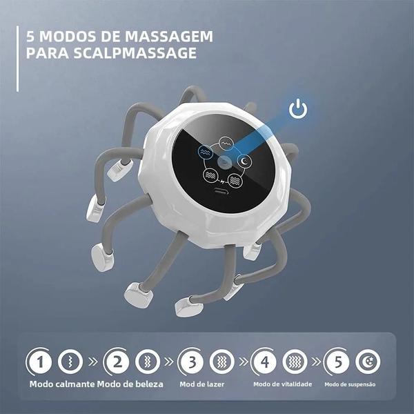 Imagem de Massageador de Couro Cabeludo Elétrico com Luz Vermelha - Relaxamento e Alívio do Estresse