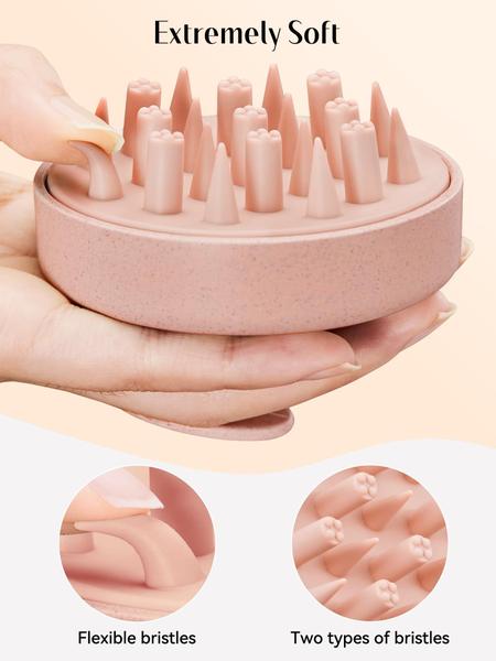 Imagem de Massageador de couro cabeludo HEETA Hair Growth Shampoo Brush Pink Wheat St