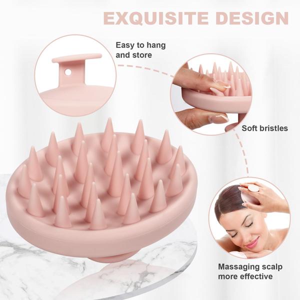 Massageador de couro cabeludo Meartchy Silicone com cerdas macias rosa claro Imagem de Massageador de couro cabeludo Meartchy Silicone com cerdas macias rosa claro