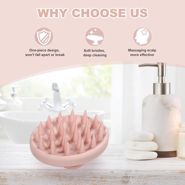 Massageador de couro cabeludo Meartchy Silicone com cerdas macias rosa claro Imagem de Massageador de couro cabeludo Meartchy Silicone com cerdas macias rosa claro