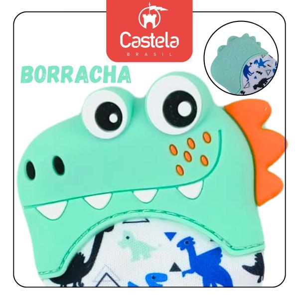 Imagem de Massageador De Gengiva Borracha Luvinha Dinossauro Verde Agua Bebe Castela