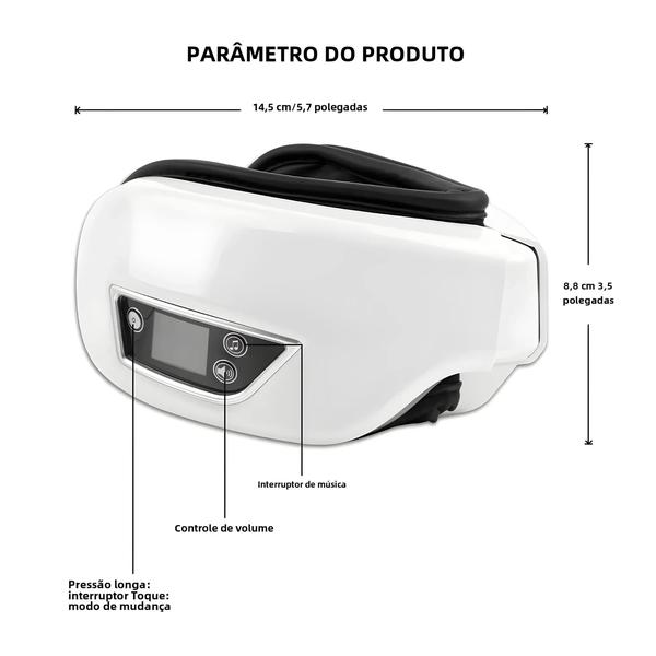 Imagem de Massageador de Olhos Elétrico Bluetooth com Airbag, Vibração e Aquecimento - Alívio da Fadiga e Remoção de Olheiras