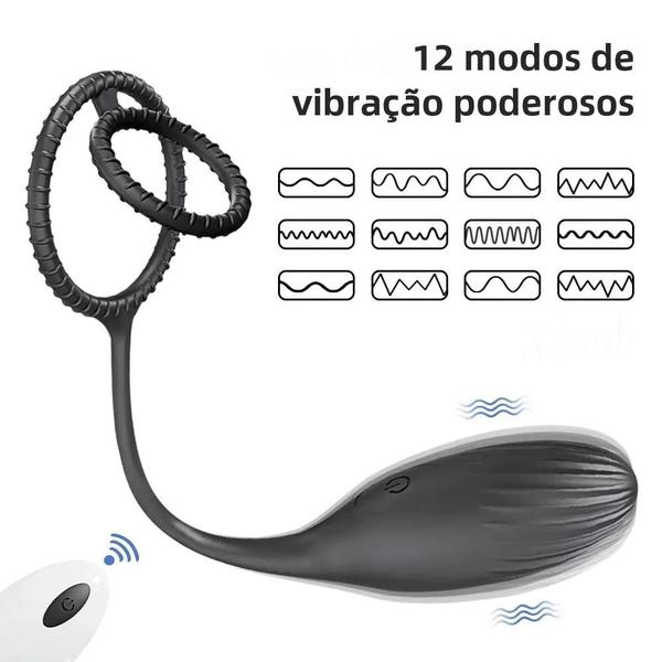 Imagem de Massageador de Próstata Vibratório com Anel Peniano e Controle Remoto Sem Fio