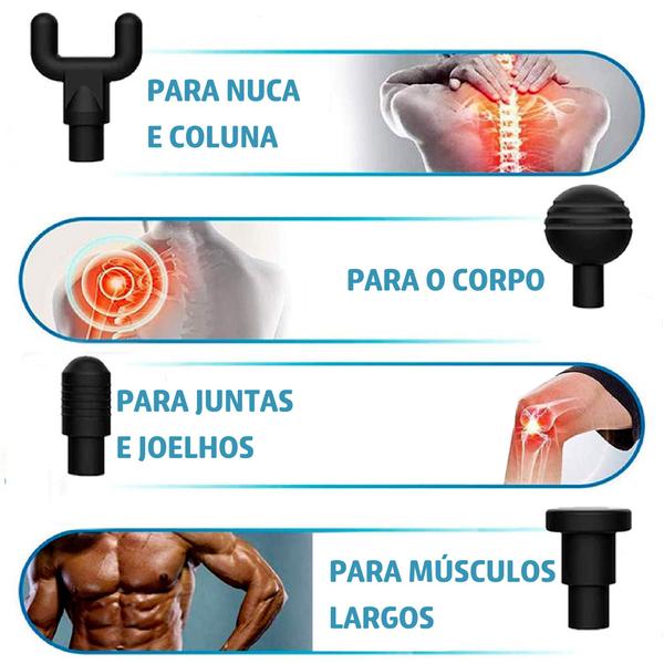 Imagem de  Massageador Elétrico Portátil Profissional Muscular Com Peças Especiais Linha Premium 