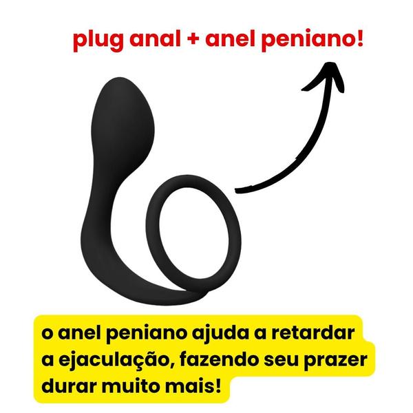 Imagem de Massageador Estimulador Prostata Perineo Anal Ânus e Anel Peniano Silicone