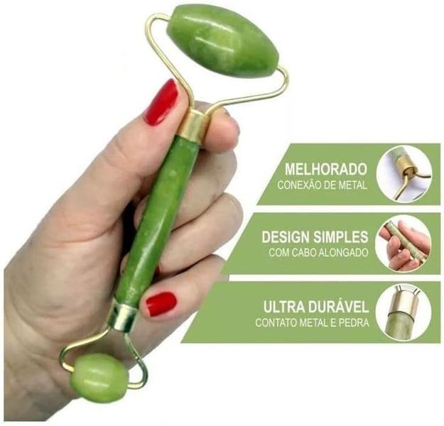 Imagem de Massageador Facial Jade Roller Rosto Pescoço Antirrugas