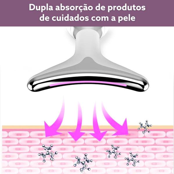 Imagem de Massageador Facial Pescoço Anti Rugas Papada Led Rosto Firmeza Pescoço