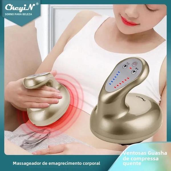 Imagem de Massageador Guasha Elétrico Sem Fio com Compressa Quente e Onda Magnética