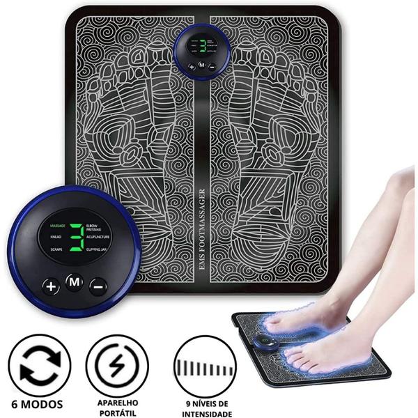 Imagem de Massageador Tapete Pulso Elétrico Perna Pés  Tela Digital