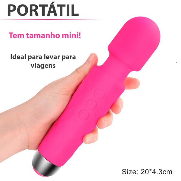 Imagem de Massageador Varinha Mágica Corporal 3hs Lítio Usb Pink iDOO