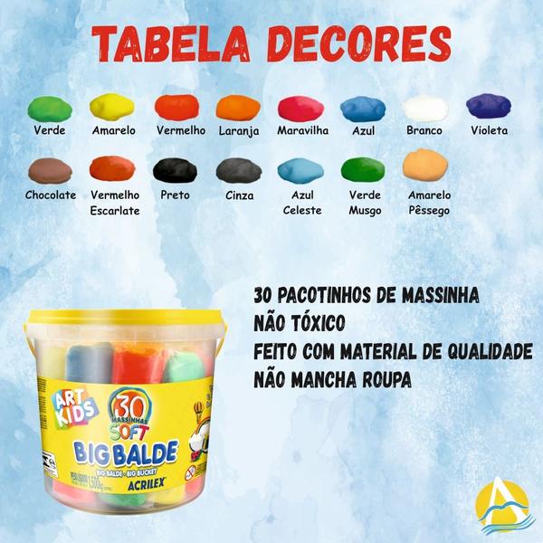 Imagem de Massinha De Modelar Balde Big 30 Massas Coloridas Acrilex