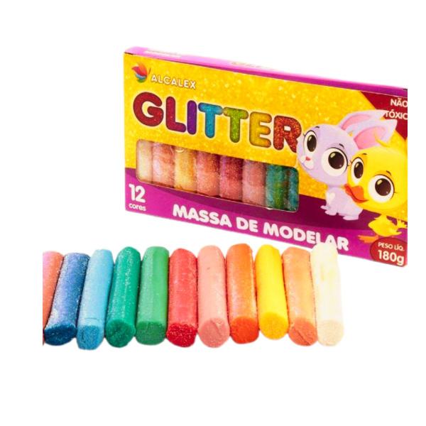 Imagem de Massinha De Modelar C/glitter 12 Cores 180g Infantil Color