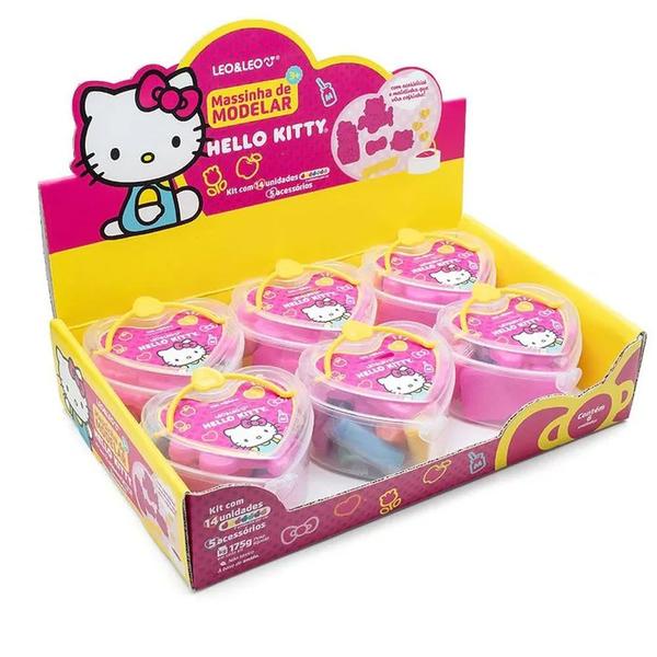 Imagem de Massinha de modelar coracao hello kitty kit c/ 175g 7 cores + 5 moldes   72565