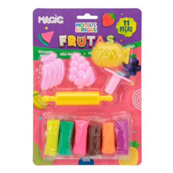 Imagem de Massinha de Modelar Frutas 11 Peças Molde e Brinque Magic Kids