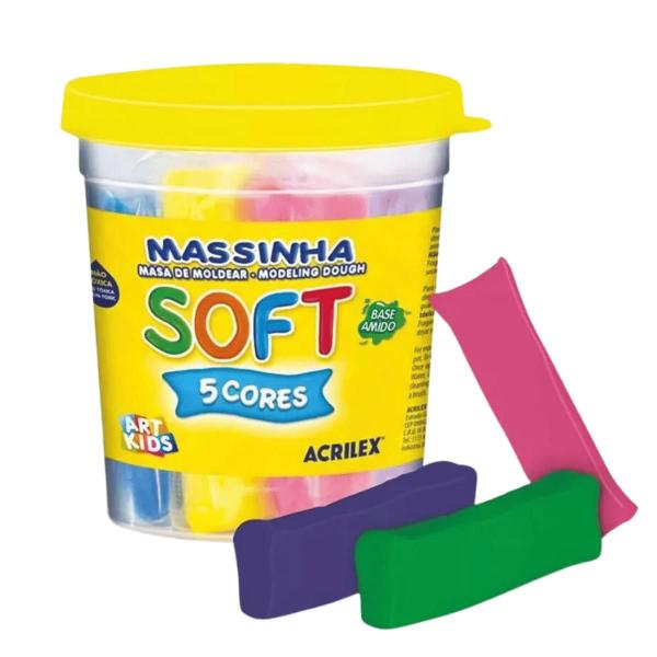 Imagem de Massinha Infantil de Modelar Soft 325g Com 5 Cores Acrilex