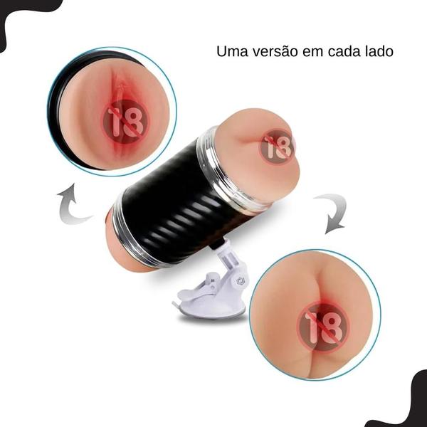 Imagem de Masturbador Masculino Ânus E Vagina Manual Lanterna Sexual com Ventosa Texturizada Em Cyberskin   Sex Shop