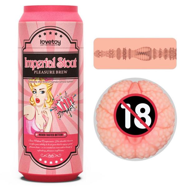 Masturbador Masculino em Formato de Vagina com Textura em Lata de Cerveja Imperial Stout Bege- Lovetoy Imagem de Masturbador Masculino em Formato de Vagina com Textura em Lata de Cerveja Imperial Stout Bege- Lovetoy