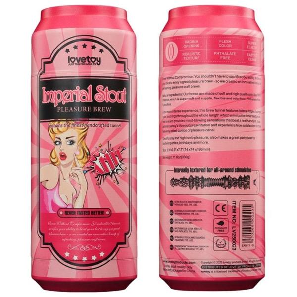 Masturbador Masculino em Formato de Vagina com Textura em Lata de Cerveja Imperial Stout Bege- Lovetoy Imagem de Masturbador Masculino em Formato de Vagina com Textura em Lata de Cerveja Imperial Stout Bege- Lovetoy