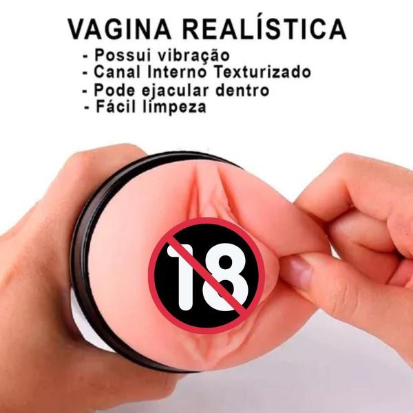 Imagem de Masturbador Masculino Lanterna com Vibrador em Silicone Punheta + Lubrificante