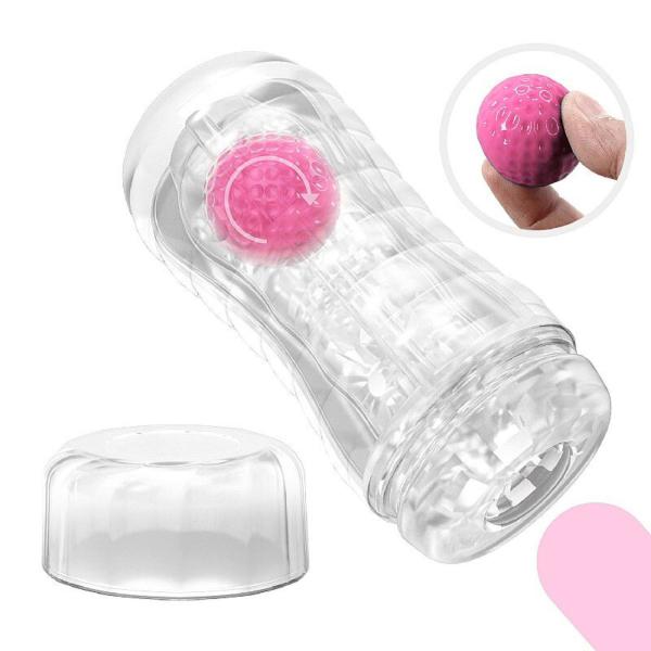 Imagem de Masturbador Masculino Lanterna Transparente Vacuum Cup 18 x 7,7cm Rosa