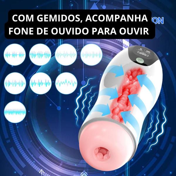 Imagem de Masturbador Masculino Recarregável Lanterna Vai e Vem Punheta Vagina