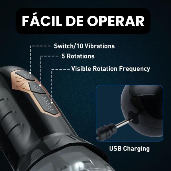 Imagem de Masturbador Masculino Rotativo USB Recarregável Movimento Vai e Vem Sexo Oral