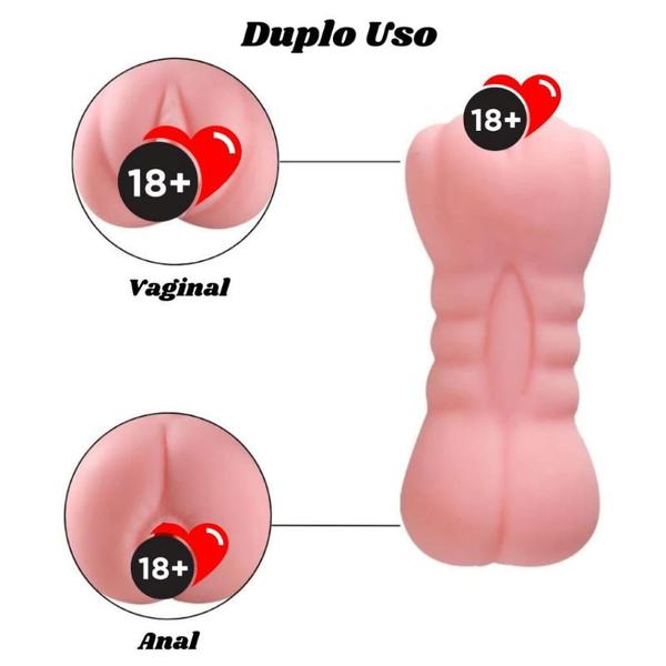 Imagem de Masturbador Masculino Vagina e Anus com dois orifícios penetráveis Estimula Orgasmo Rápido Cyberskin