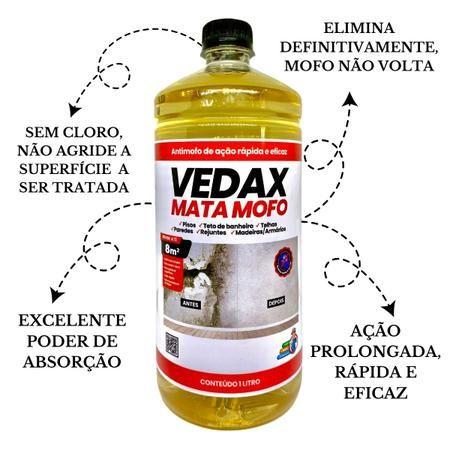 Imagem de Mata Mofo Vedax 1 Litro Antimofo Guarda Roupa Parede Banheiro Anti Bolor Armário Madeira Rejunte