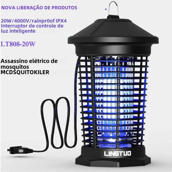 Imagem de Mata-Mosquitos Elétrico 20W à Prova d'Água - 4000V - Armadilha para Jardim