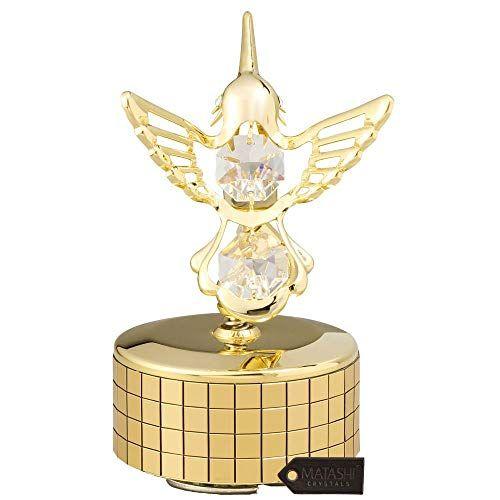 Imagem de Matashi 24K Gold Plated Music Box Plays - Lago dos Cisnes com Cristal Cravejado de Beija-Flor Estatueta Melhor Presente para o Dia dos Namorados, Aniversário, Dia das Mães, Aniversário, Natal, Ação de Graças, Ano Novo