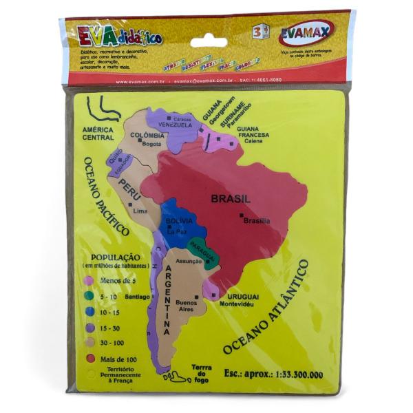 Imagem de Material Didático EVA Mapa da América do Sul 19 peças - Evamax