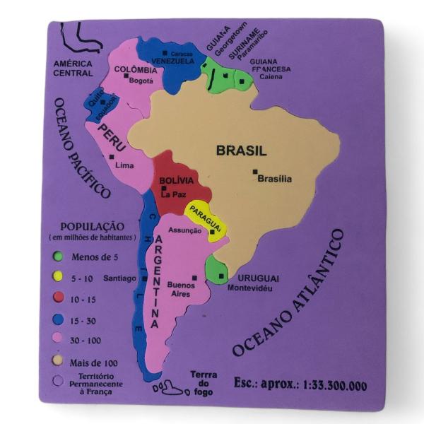 Imagem de Material Didático EVA Mapa da América do Sul 19 peças - Evamax