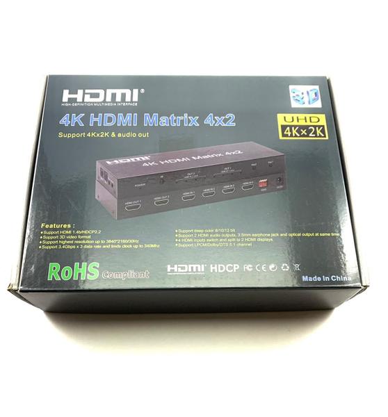 Imagem de Matrix Hdmi 4X2 Switch Splitter 1080P 4K 3D Com Controle Nfe