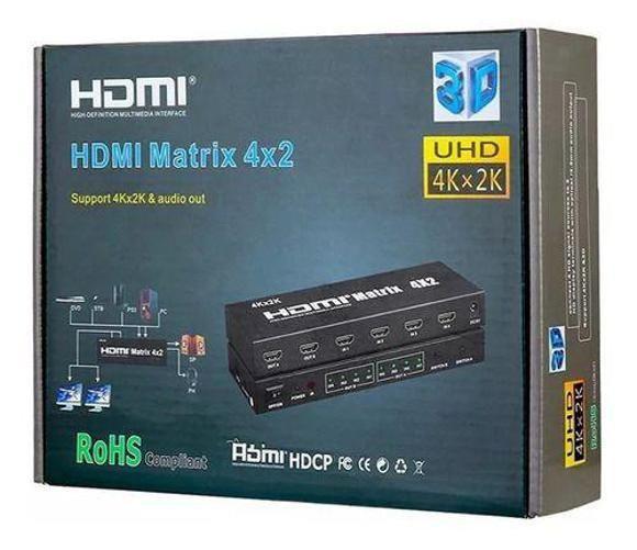 Imagem de Matrix Hdmi 4X2 Switch Splitter 1080P 4K 3D Controle - Voo