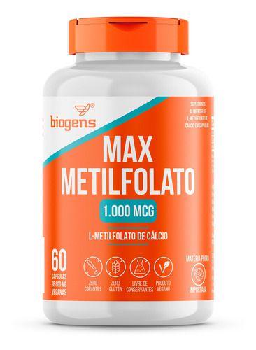 Imagem de Max Metilfolato 1000mcg, L-metil Folato, 60 Caps, Biogens