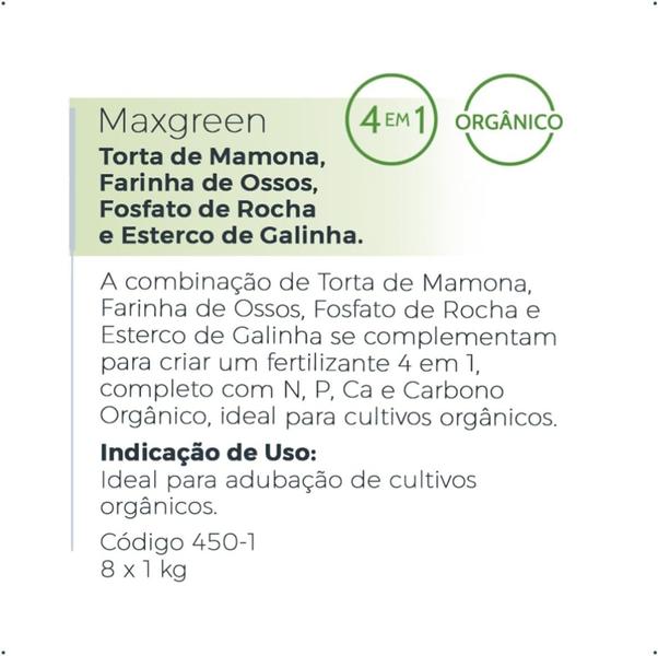 Imagem de Maxgreen 4 em1 1Kg - Torta de Mamona + Farinha de Osso + Fosfato de Rocha + Esterco de Galinha