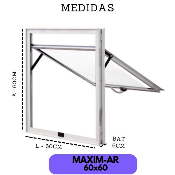 Imagem de Maxim-ar Janela De Alumínio Branca 60x60cm Banheiro Atlântica L25