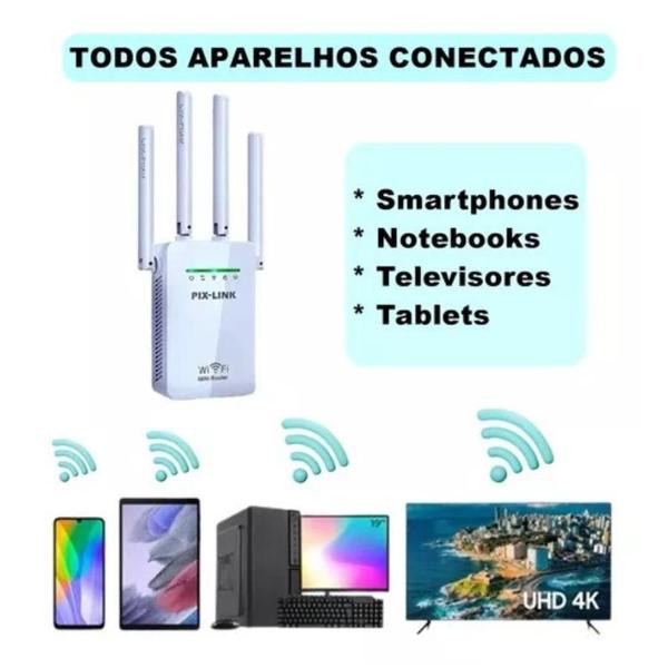 Imagem de Maximizador De Sinal: Amplificador De Sinal Wi-Fi 4 Antenas