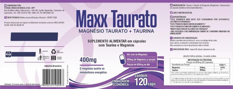 Imagem de Maxx Taurato 120 cápsulas Magnésio Taurina Apenas 2/dia