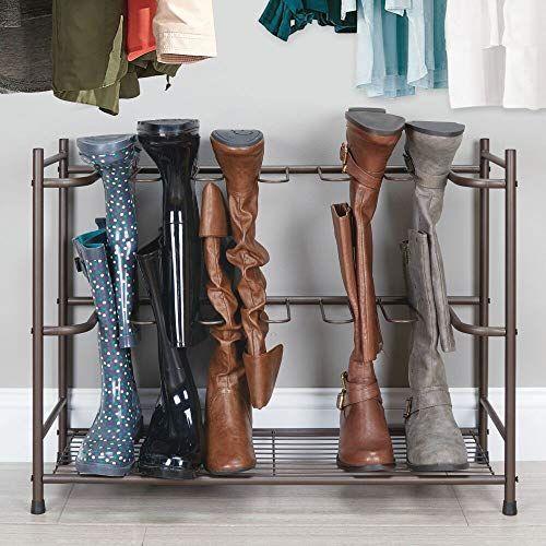 Imagem de mDesign Boot Storage and Organizer Rack, Suporte de Economia de Espaço para Botas de Chuva, Botas de Montaria, Botas de Vestido - Holds 6 Pares - Elegante, Design Moderno, Construção de Aço Resistente - Marrom Expresso