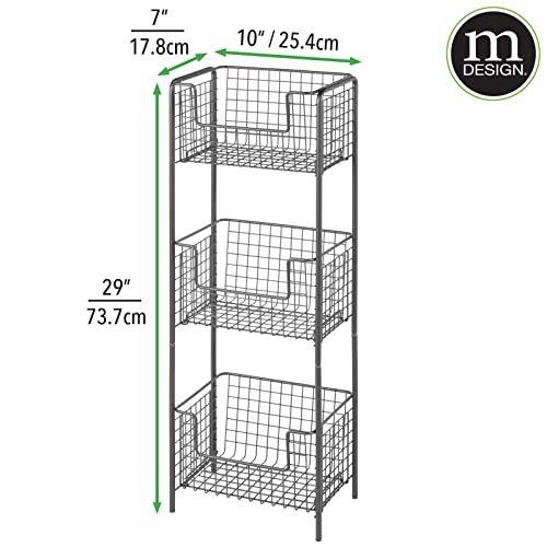 Imagem de mDesign Steel Freestanding Storage Organizer Tower Rack Basket Shelf, Metal 3-Tier Furniture Unit for Master/Guest Bathroom, Powder Room - Holds Bath Towels, Soap - Concerto Collection - Graphite Gray