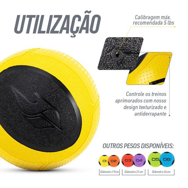 Imagem de Medicine Ball bola de borracha inflável treino funcional 1kg