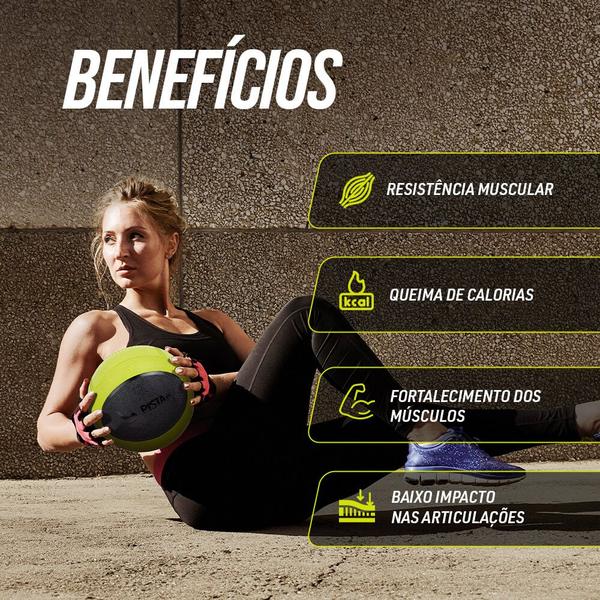 Imagem de Medicine Ball bola de borracha inflável treino funcional 5kg